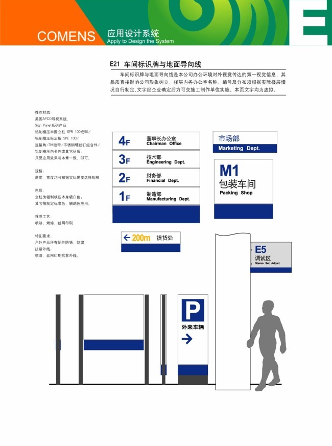 高盟VI标识系统方案车间标识牌与地面导向